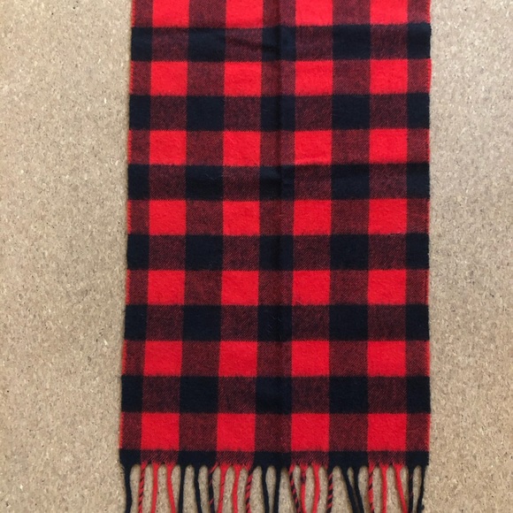 Accessories - Vintage Wool Blend Unisex Scarf Black and Red